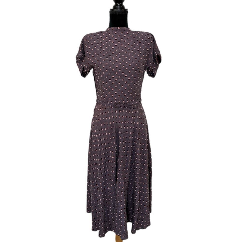 Vintage Retro Purple Distorted Dot Dress - Women's 8